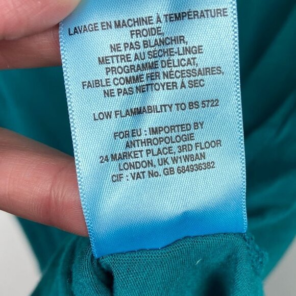 ANTHROPOLOGIE T.La Gathered Pleat Tunic Top Tank Teal Green Size Medium Oversize - Picture 9 of 10